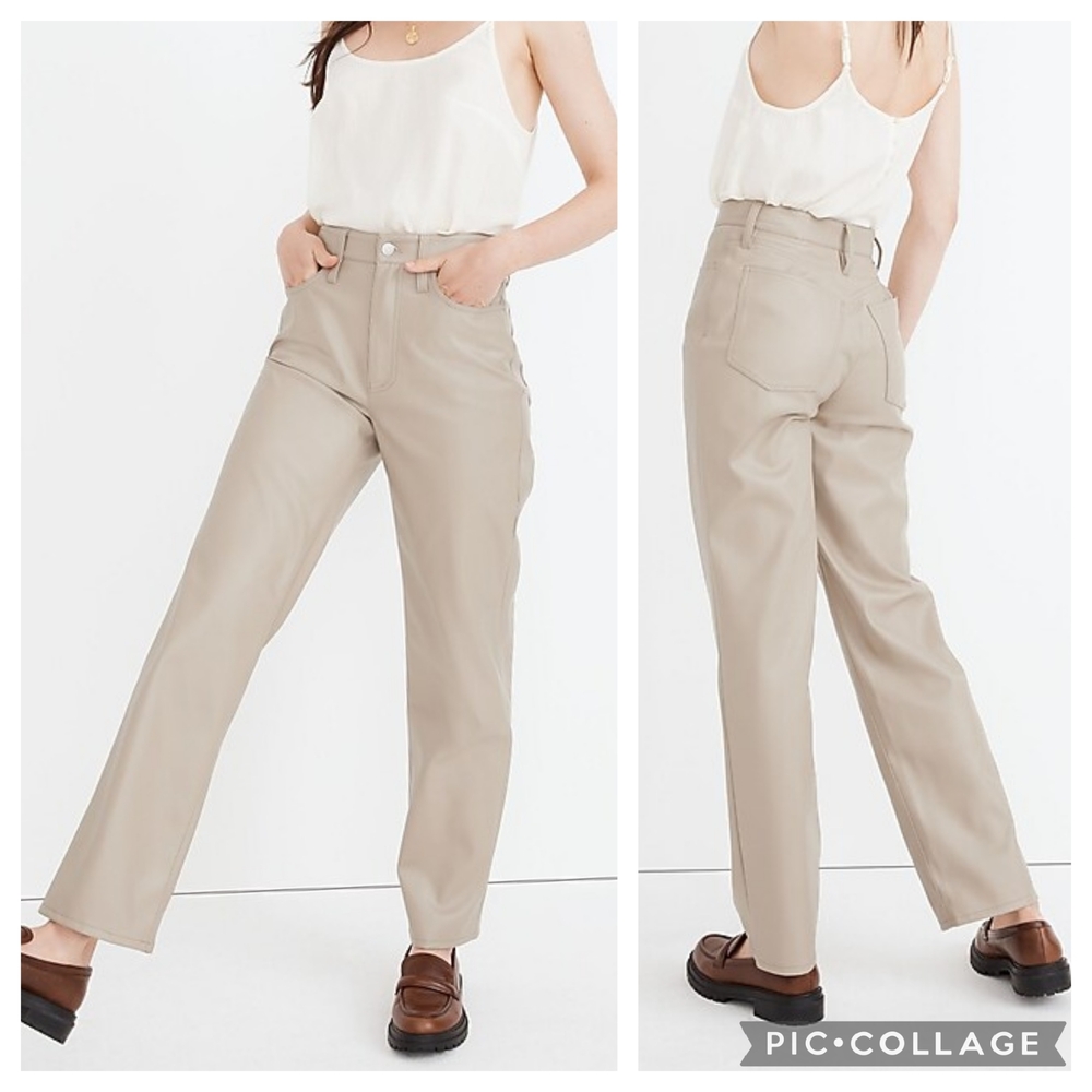 Madewell The Perfect Vintage Straight Jean Faux Leather Pants Size 31
